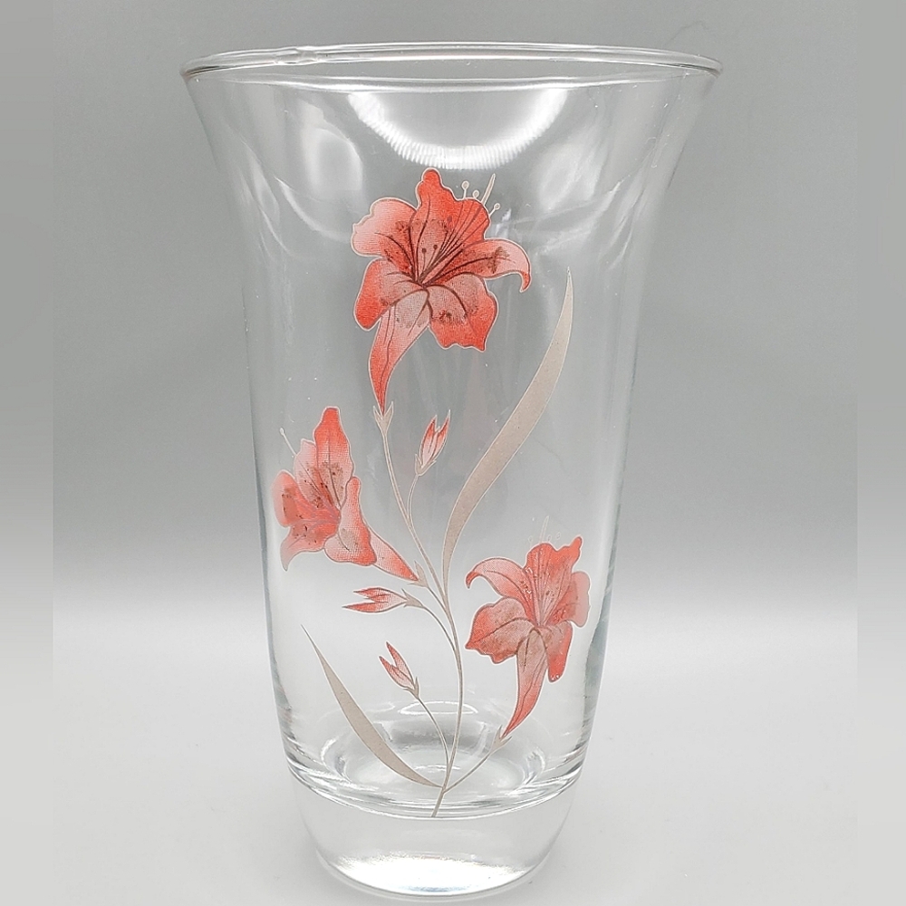 Vintage Pasabache Glass Vase with Pink Accents From "The Tropical Series" 6.25"